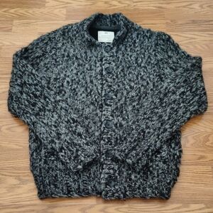 Banana Republic Men's Heritage Collection Charcoal and Black 100% Wool Cardigan